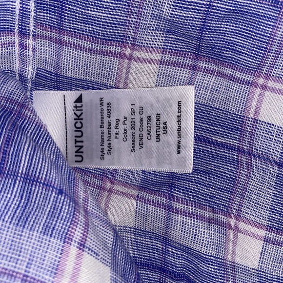 UNTUCKit Long Sleeve Button Shirt Men Size Medium 100% Linen Plaid Casual Preppy - Picture 7 of 10